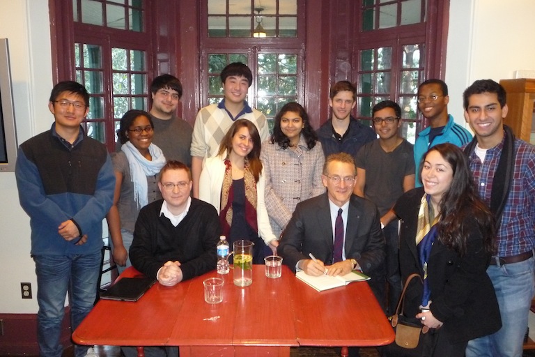 Howard Marks speaks with students at Kelly Writers House 