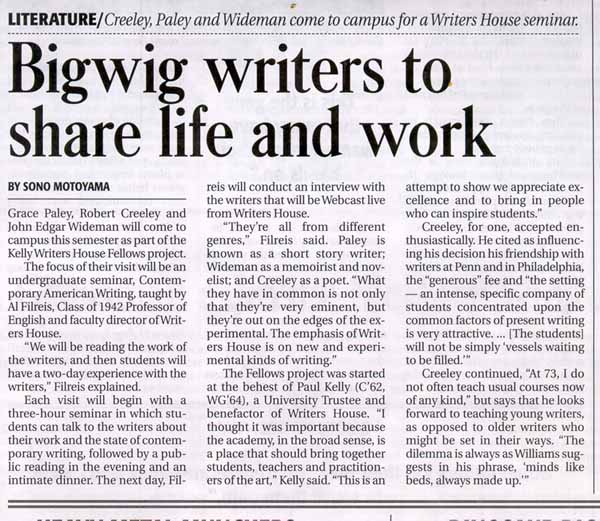 Bigwig writers to share life and work