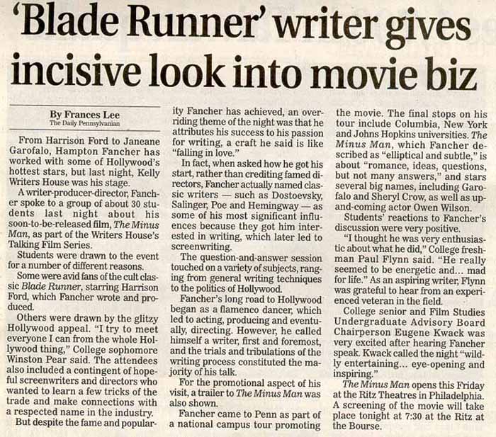 'Blade Runner' writer gives incisive look into movie biz