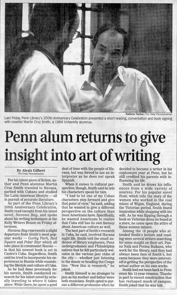 Penn alum returns to give insight into art of writing