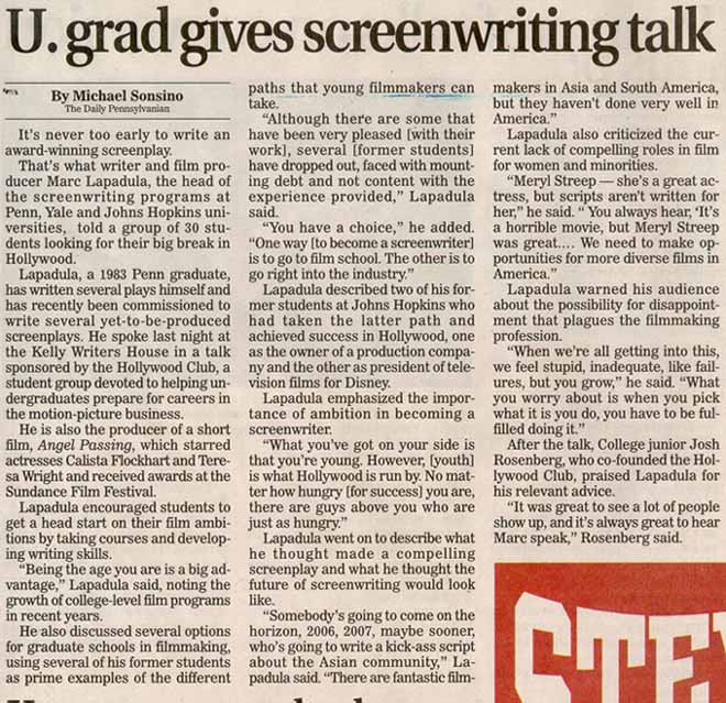 U. grad gives screenwriting talk