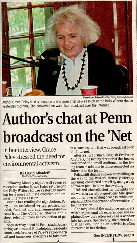 Author's chat at Penn broadcast on the 'Net