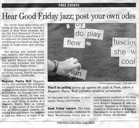 Hear Good Friday jazz; post your own odes