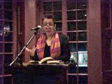 Jessica Hagedorn reads at the Writers House on 
October 22, 2002