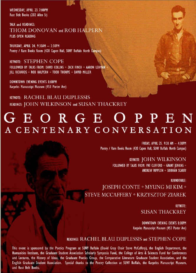 George Oppen - A Centenary Conversation