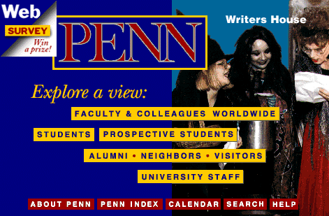Screen shot of Penn's home page circa November 1996