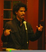 'Soul City' author and CNN pop culture correspondent Toure reads excerpts from his novel at the Kelly
Writers House yesterday evening.