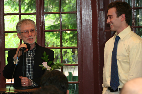 Danny Goldstein with Max Apple, his thesis advisor, at the Senior Capstone program, 2008